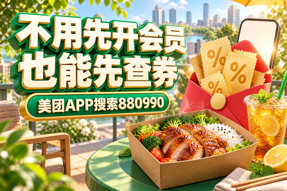 不用先开会员，也能先查券；美团APP搜索880990，文章主题封面