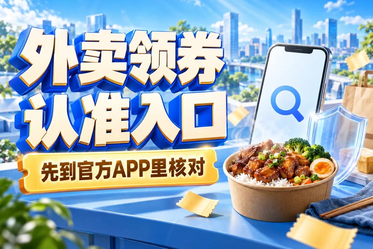 外卖领券，认准入口；先到官方APP里核对，文章主题封面