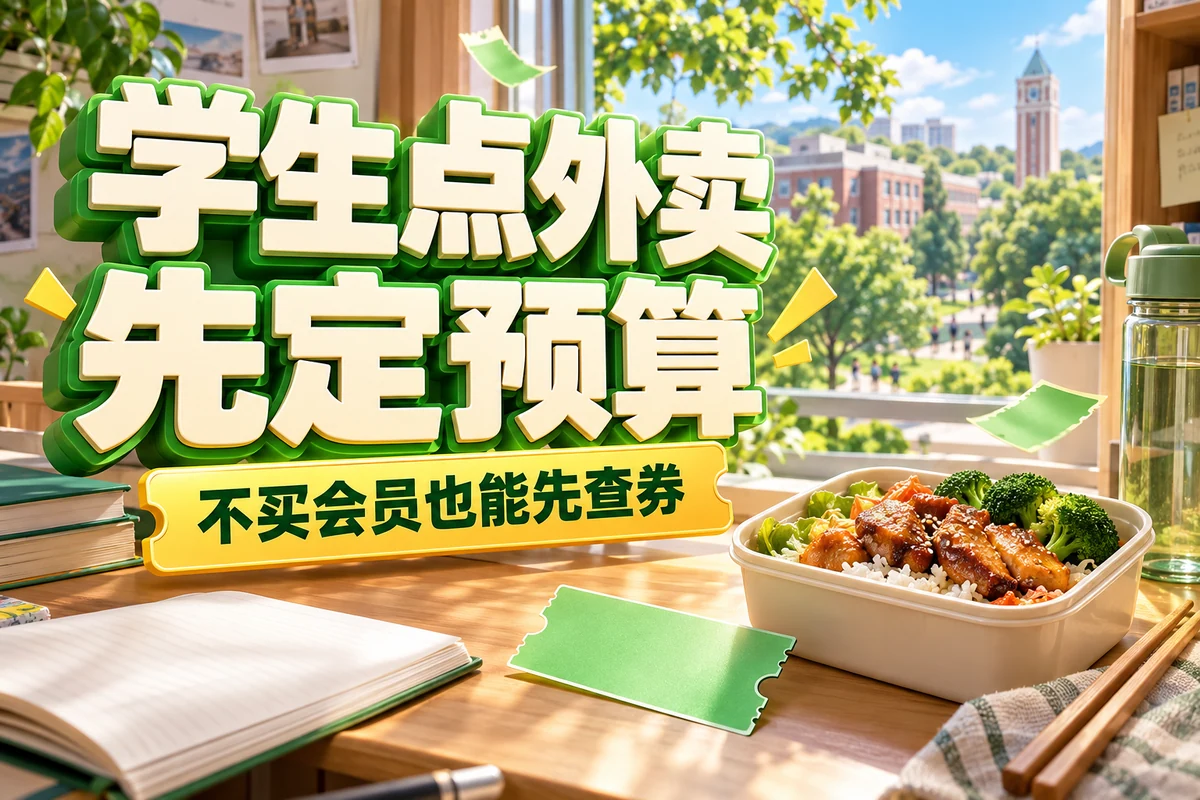 学生点外卖，先定预算；不买会员也能先查券，文章主题封面