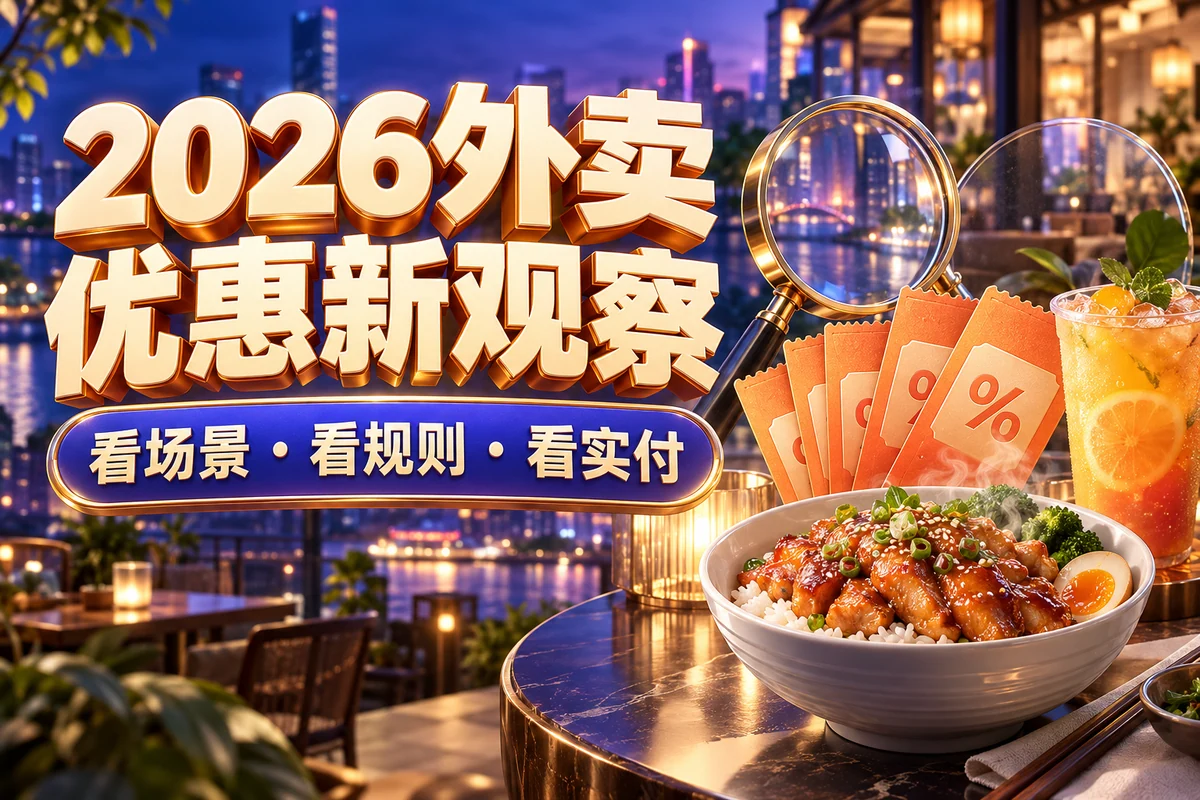 2026外卖，优惠新观察；看场景 · 看规则 · 看实付，文章主题封面